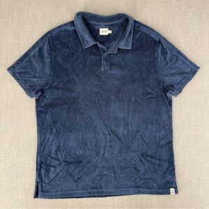Fair Harbor Mens L Ravello Shirt Navy Terry Polo Organic Cotton Stretch Preppy